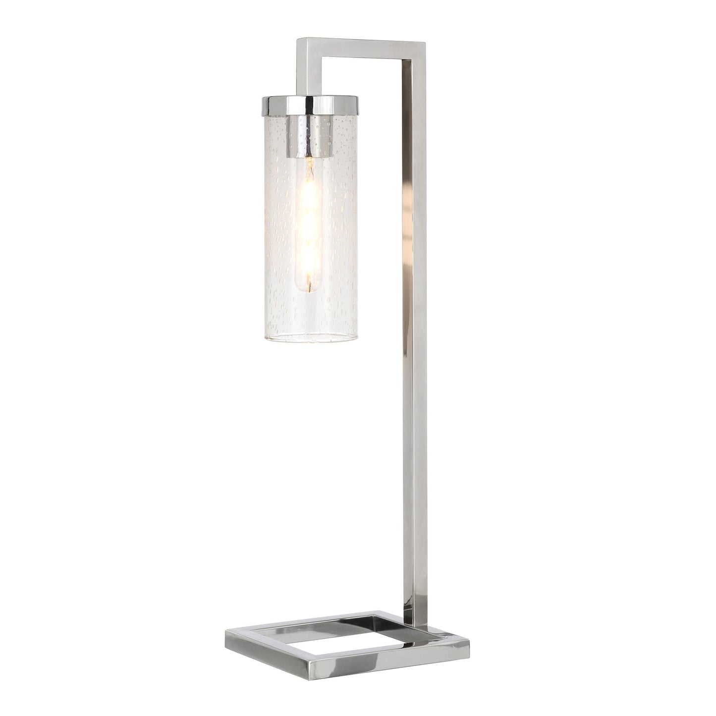 Nickel Table Lamp w/ Clear Seeded Shade