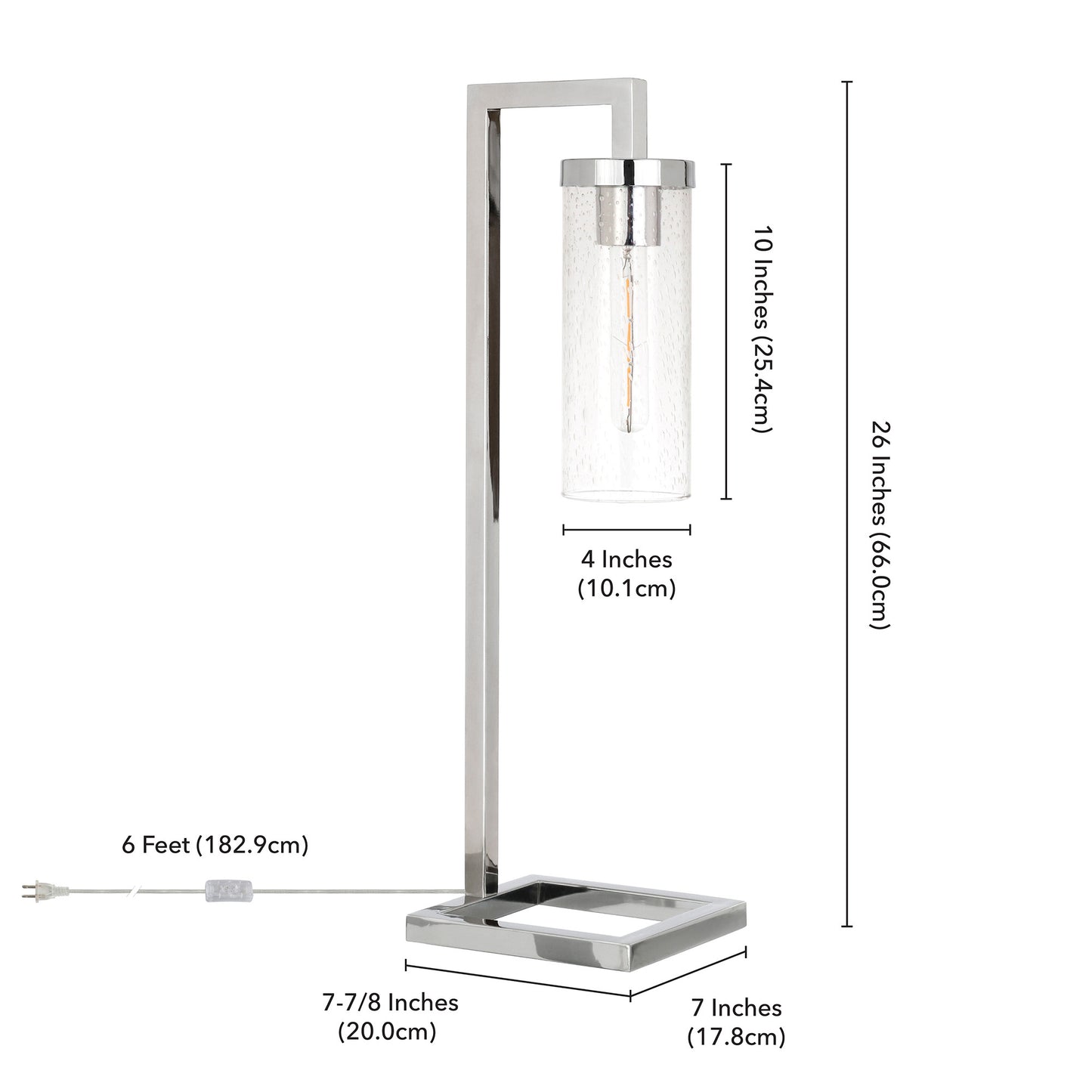 Nickel Table Lamp w/ Clear Seeded Shade