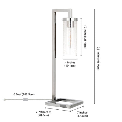 Nickel Table Lamp w/ Clear Seeded Shade
