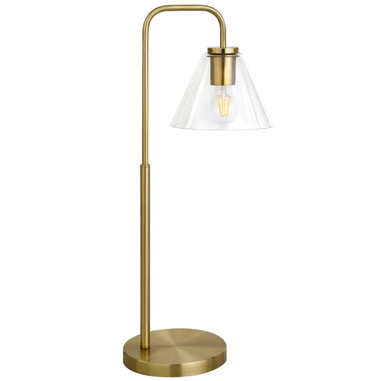 Brass Table Lamp w/ Clear Shade