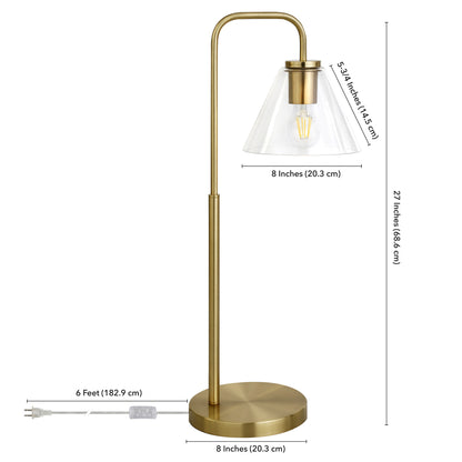 Brass Table Lamp w/ Clear Shade