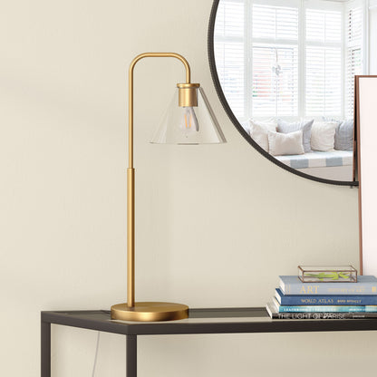 Brass Table Lamp w/ Clear Shade