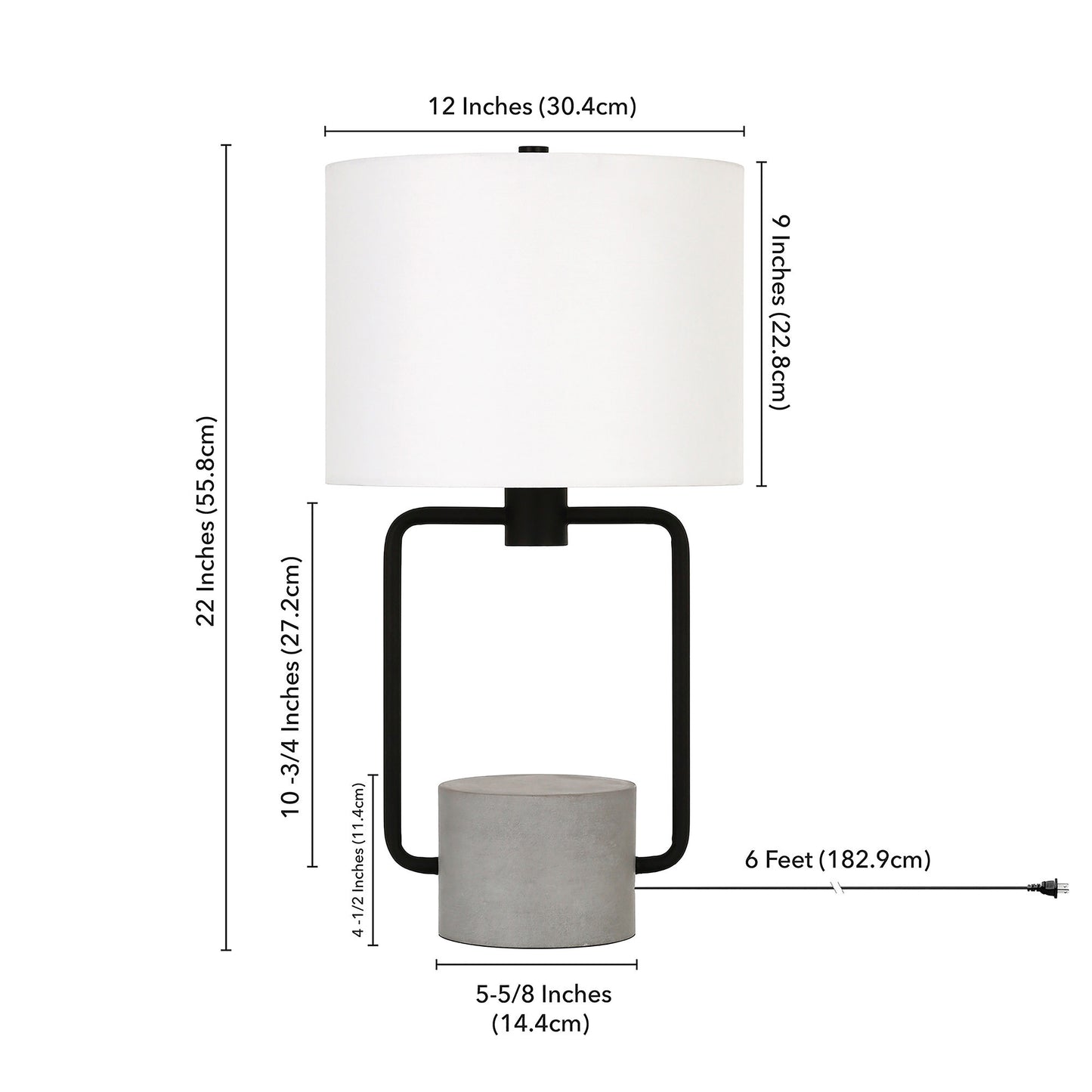 Black & Gray Concrete Table Lamp w/ Shade