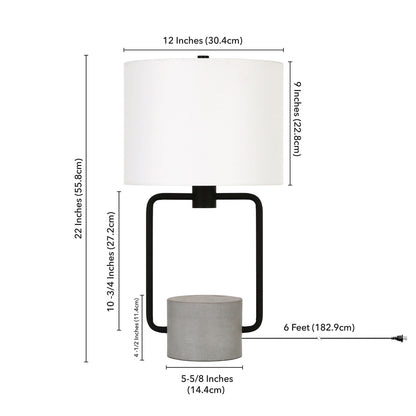 Black & Gray Concrete Table Lamp w/ Shade