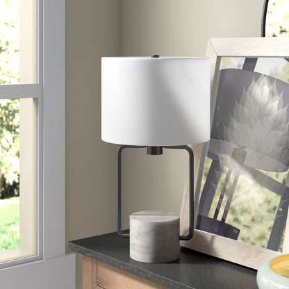 Black & Gray Concrete Table Lamp w/ Shade