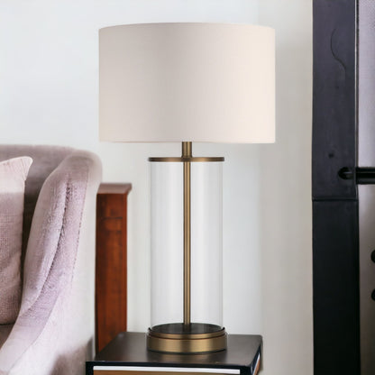 Brass Glass Table Lamp w/ Shade