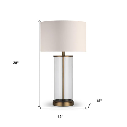 Brass Glass Table Lamp w/ Shade