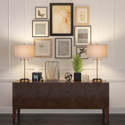 Brass Glass Table Lamp w/ Shade