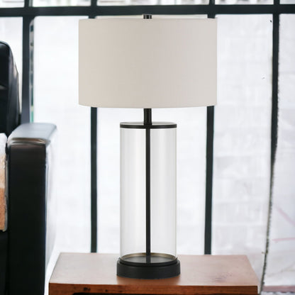 Black Glass Table Lamp w/ Shade