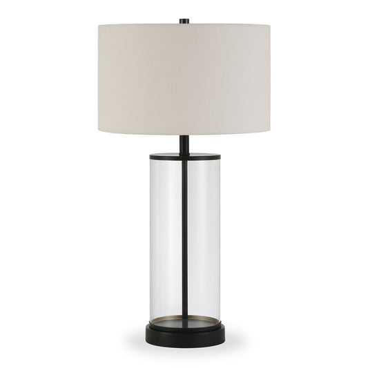 Black Glass Table Lamp w/ Shade