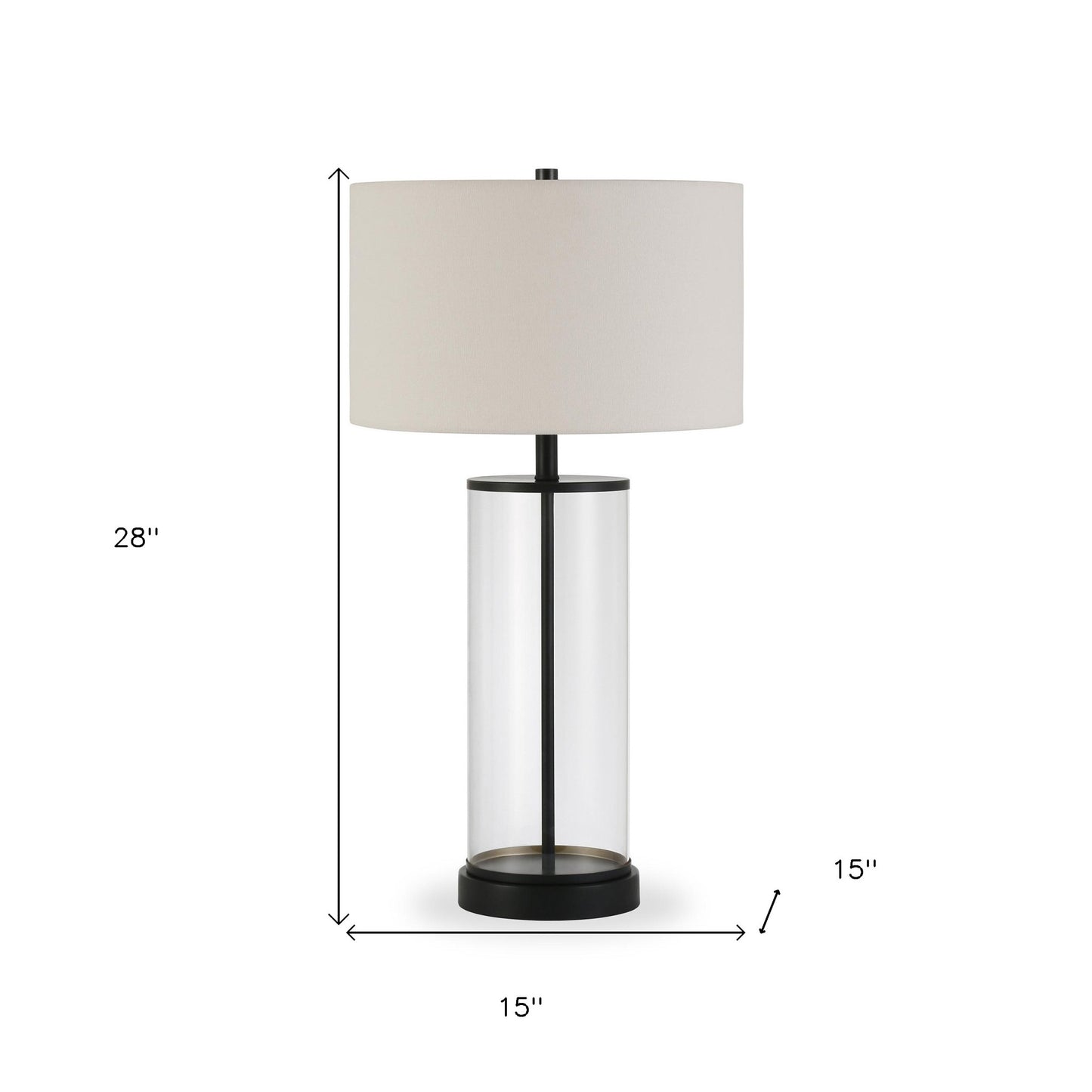 Black Glass Table Lamp w/ Shade