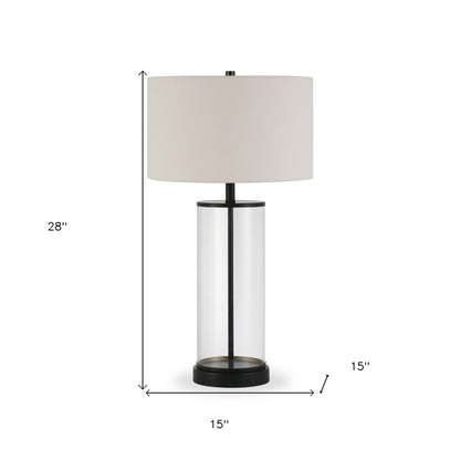 Black Glass Table Lamp w/ Shade