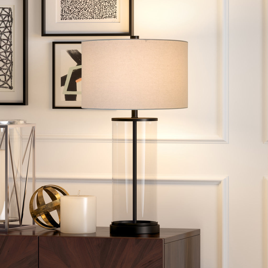 Black Glass Table Lamp w/ Shade