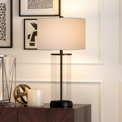 Black Glass Table Lamp w/ Shade