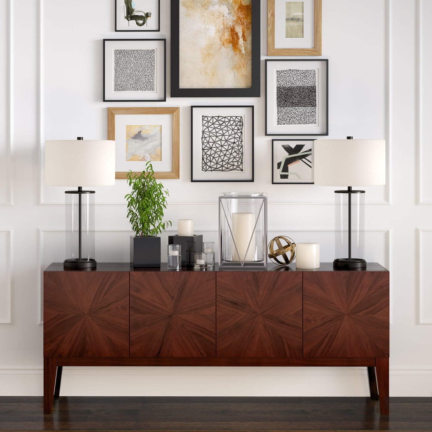 Black Glass Table Lamp w/ Shade