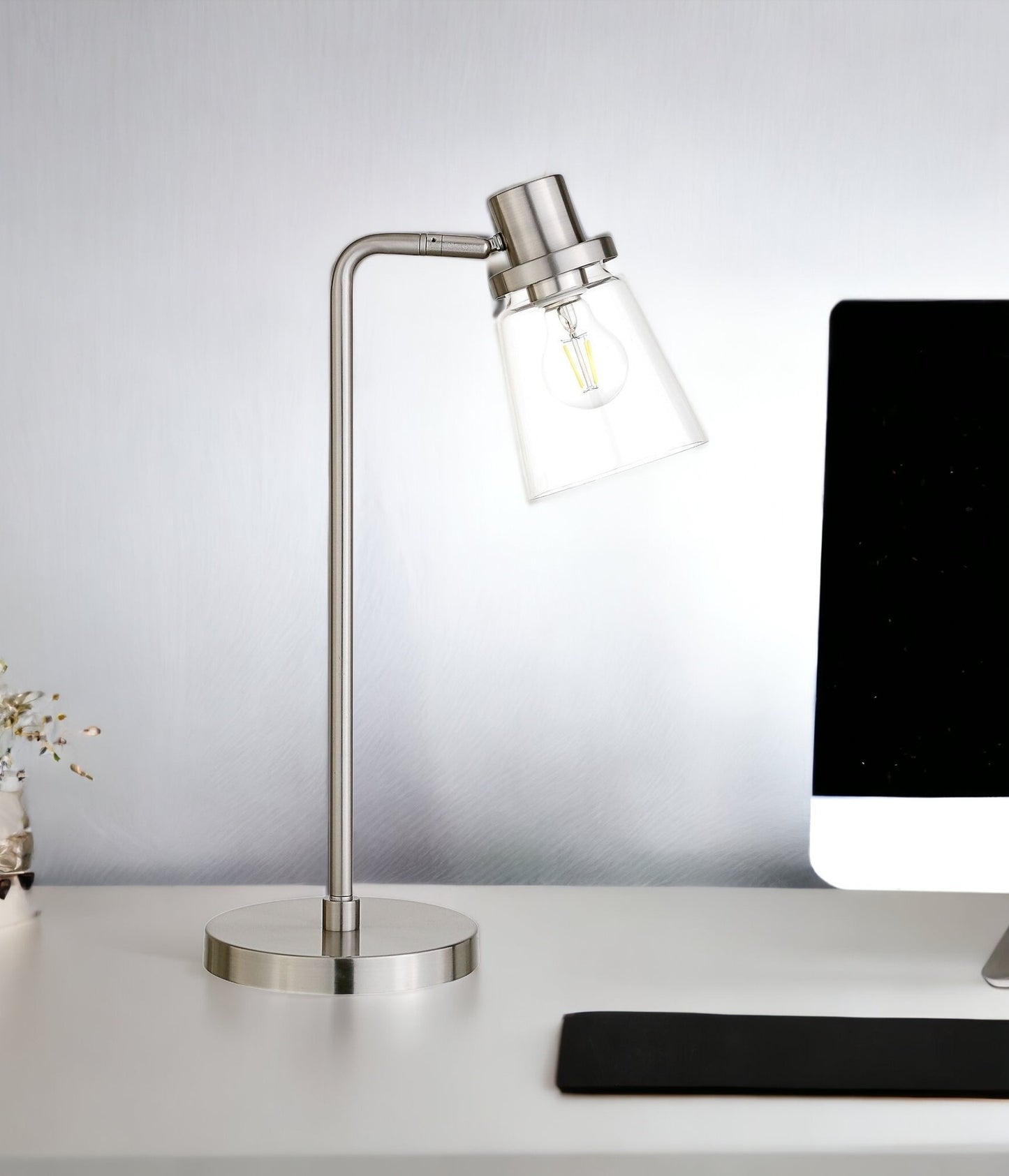 Nickel Table Lamp w/ Clear Shade