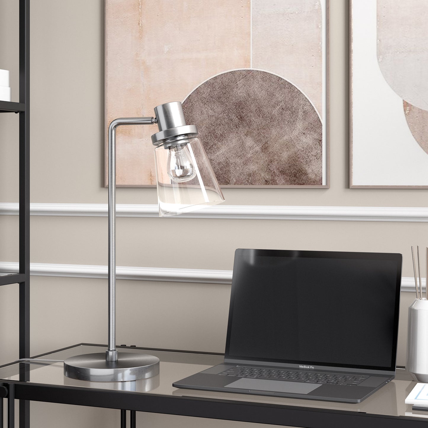Nickel Table Lamp w/ Clear Shade