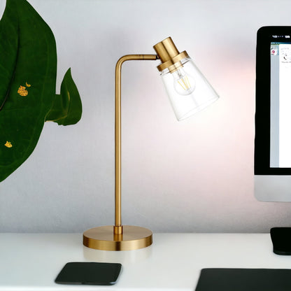 Brass Table Lamp w/ Clear Shade