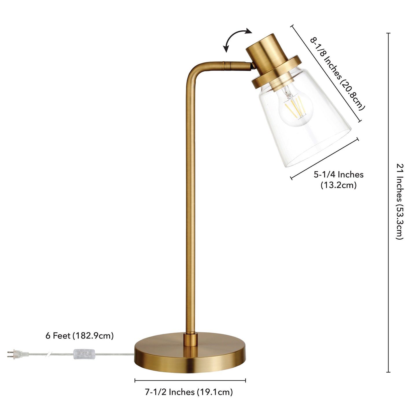 Brass Table Lamp w/ Clear Shade
