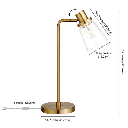 Brass Table Lamp w/ Clear Shade