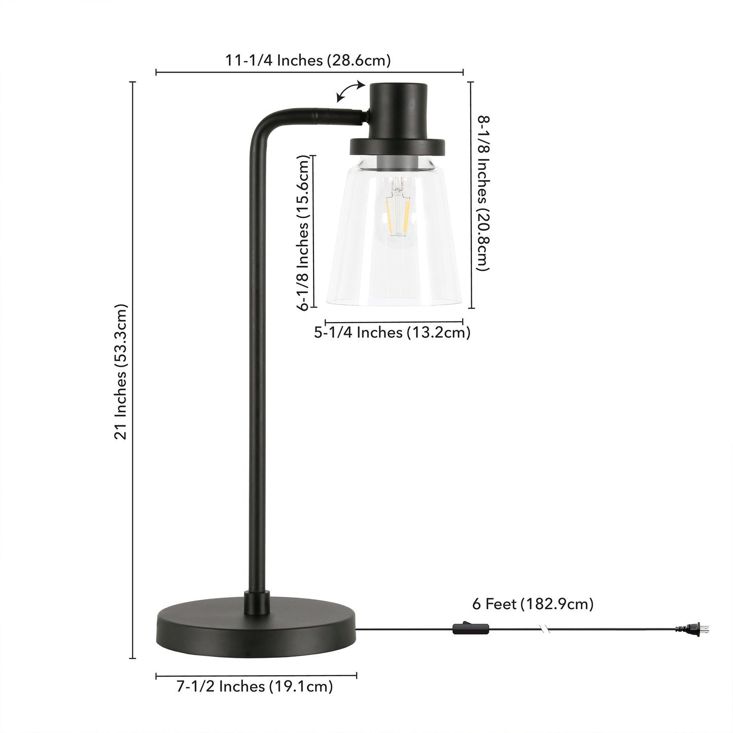 Black Table Lamp w/ Clear Shade
