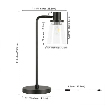 Black Table Lamp w/ Clear Shade
