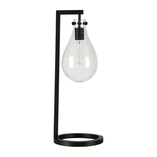 Black Desk Table Lamp w/ Clear Seeded Shade