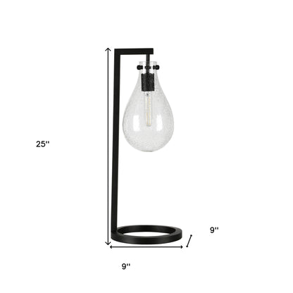 Black Desk Table Lamp w/ Clear Seeded Shade