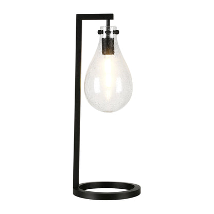 Black Desk Table Lamp w/ Clear Seeded Shade
