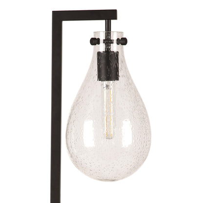 Black Desk Table Lamp w/ Clear Seeded Shade