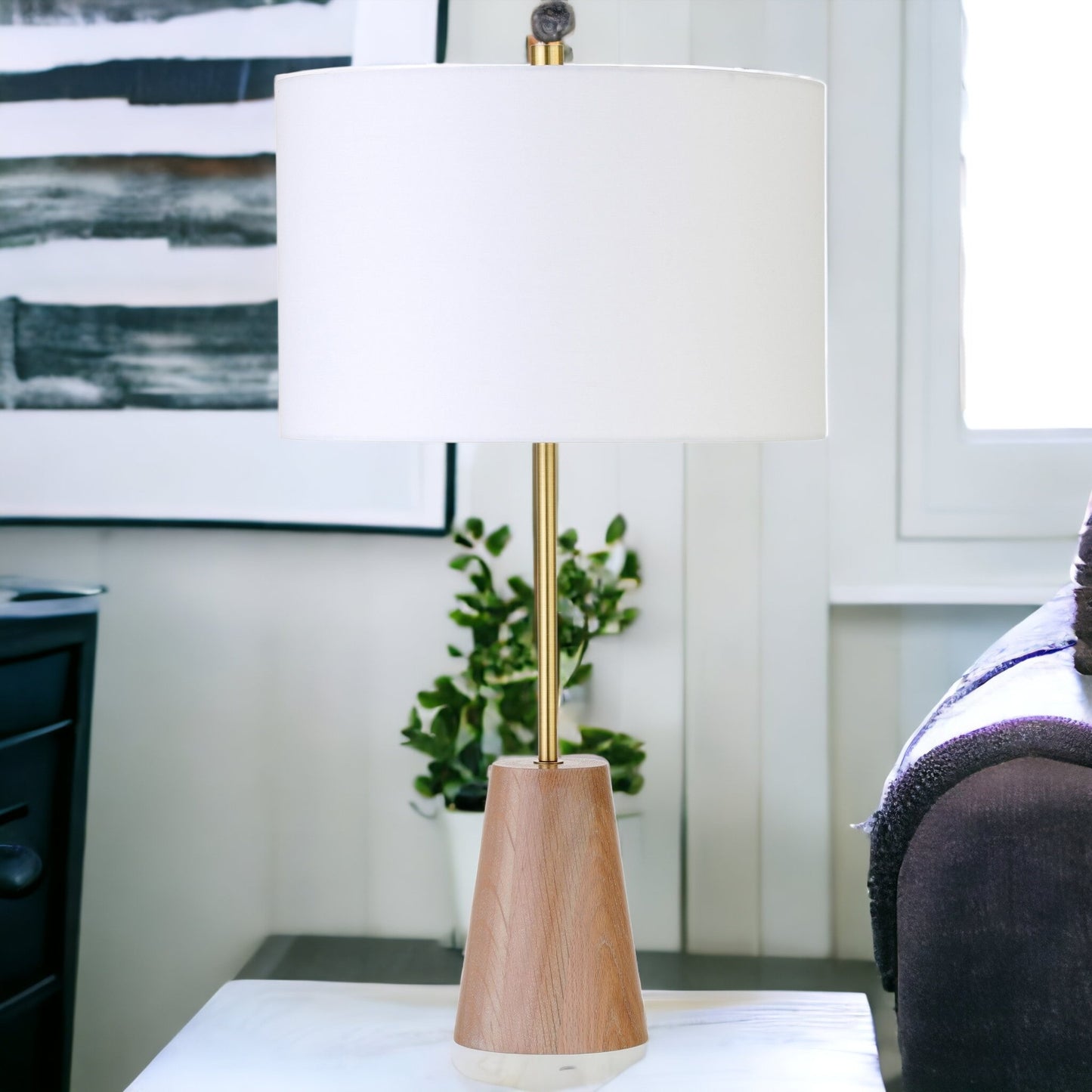 Gold & Brown Table Lamp w/ Shade