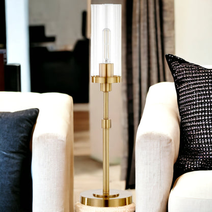 Brass Buffet Lamp w/ Clear Shade