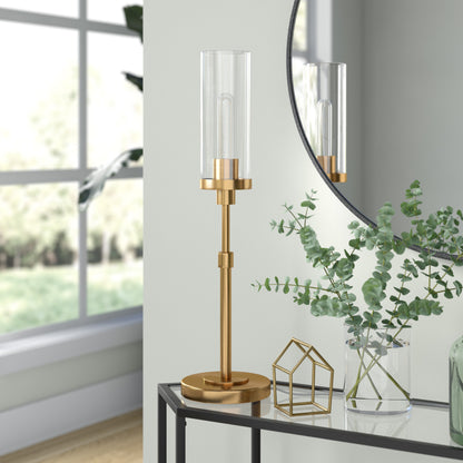 Brass Buffet Lamp w/ Clear Shade
