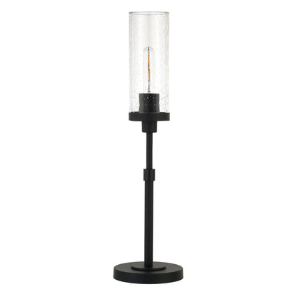 Black Buffet Lamp w/ Clear Seeded Shade