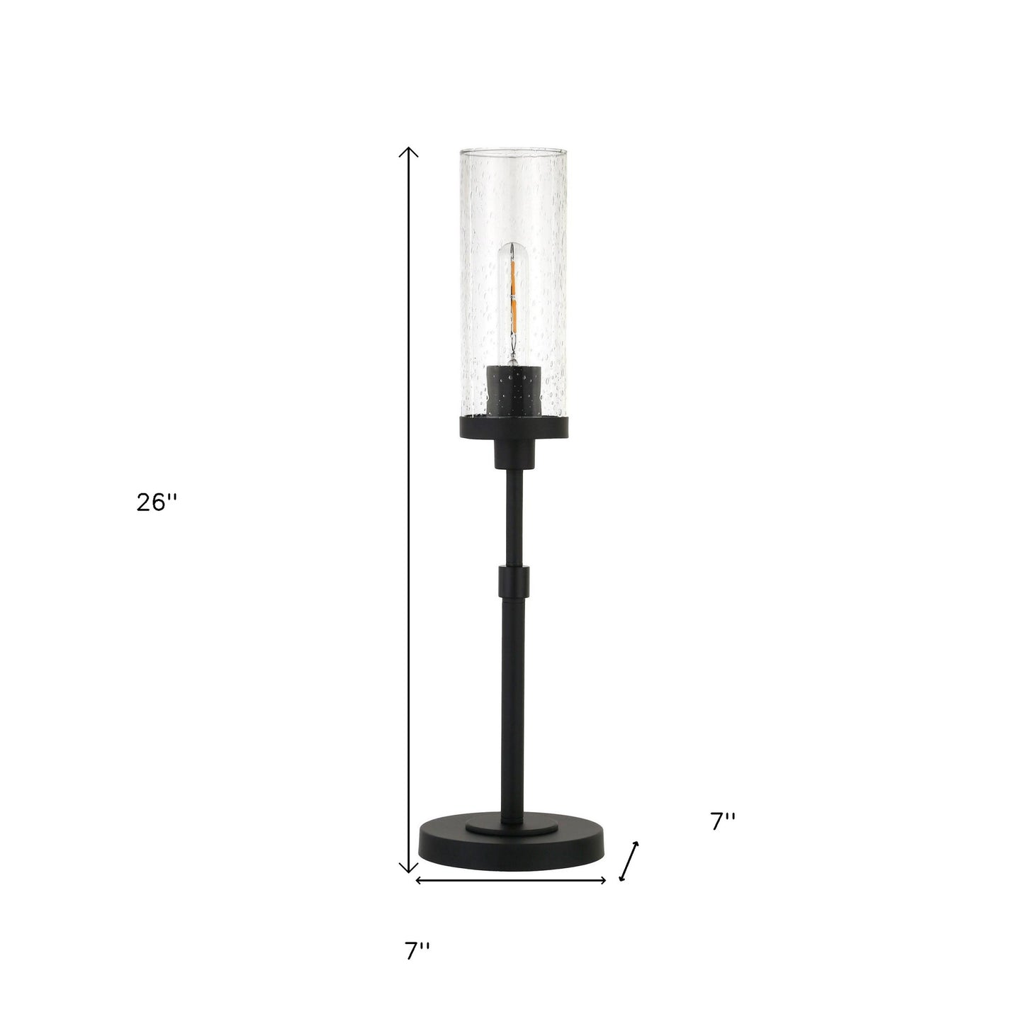 Black Buffet Lamp w/ Clear Seeded Shade