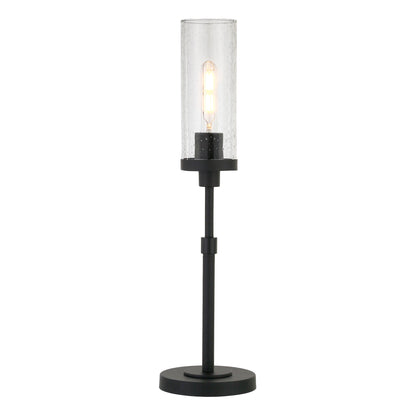 Black Buffet Lamp w/ Clear Seeded Shade