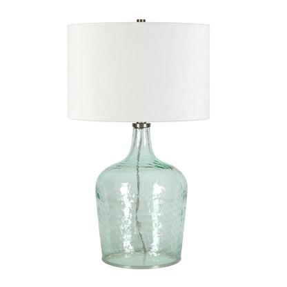 Blue Glass Gourd Table Lamp Coastal w/ Shade
