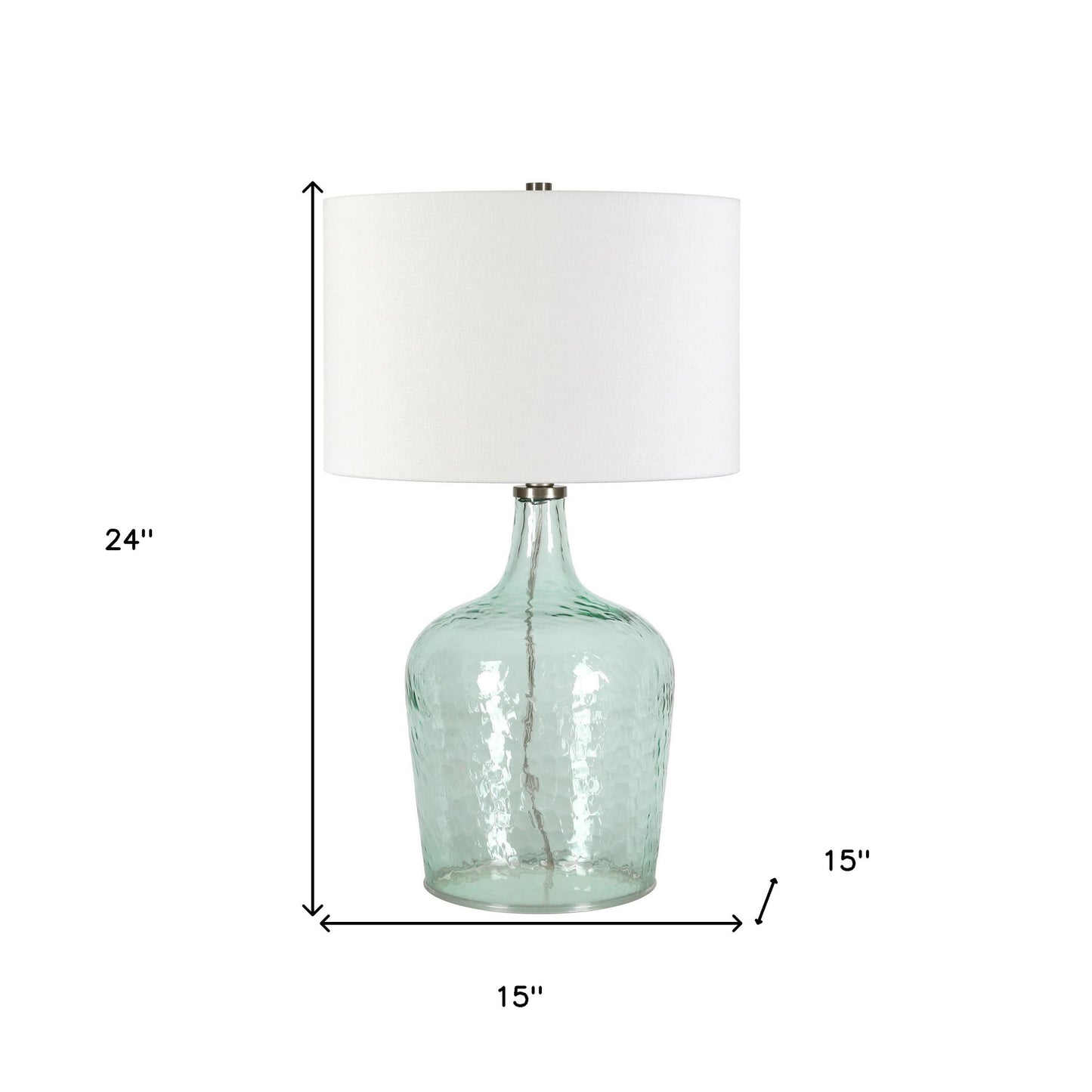 Blue Glass Gourd Table Lamp Coastal w/ Shade
