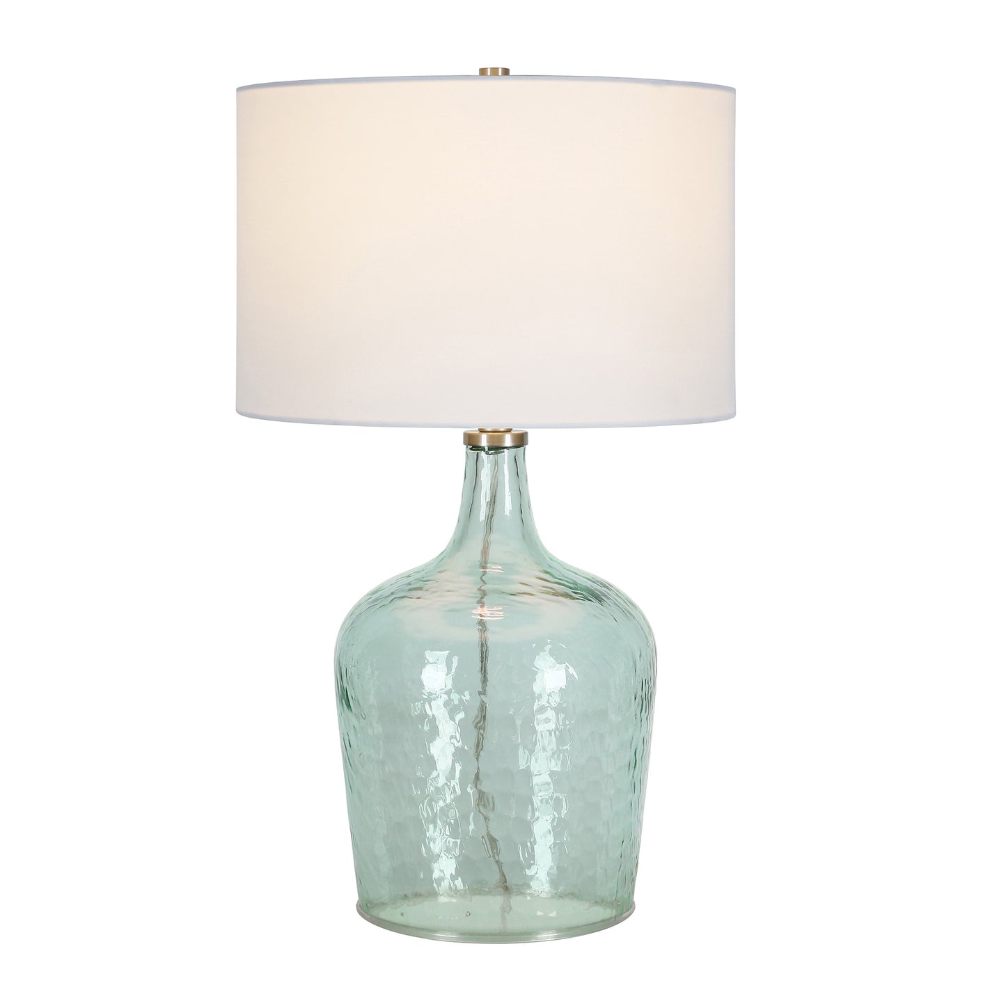 Blue Glass Gourd Table Lamp Coastal w/ Shade