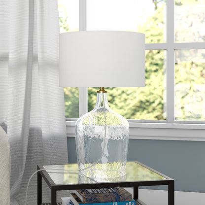 Clear Glass Gourd Table Lamp w/ Shade