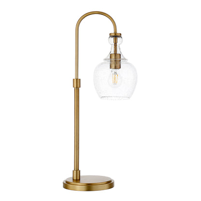 Brass Table Lamp w/ Clear Seeded Shade