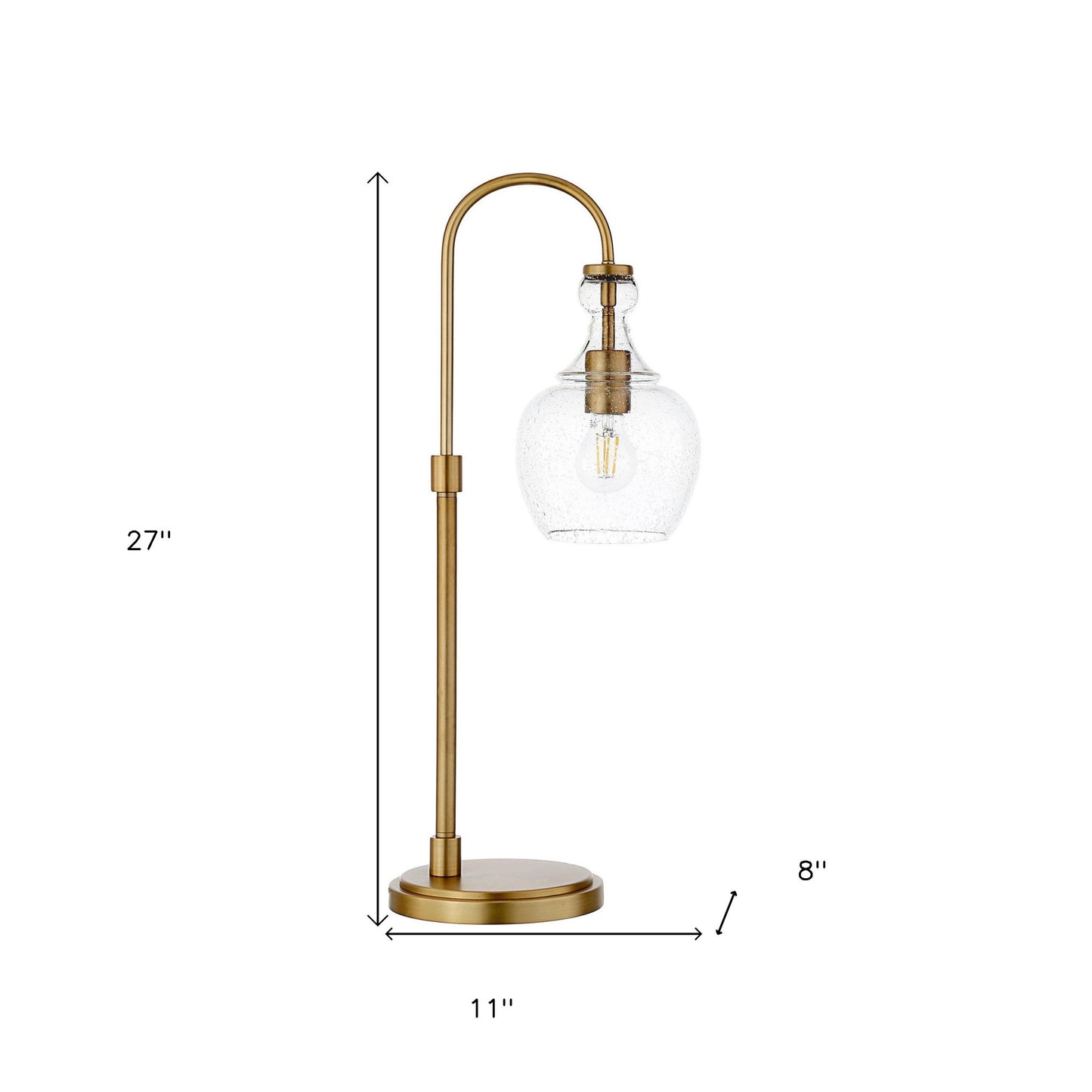 Brass Table Lamp w/ Clear Seeded Shade