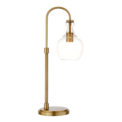 Brass Table Lamp w/ Clear Seeded Shade