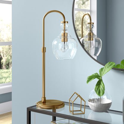 Brass Table Lamp w/ Clear Seeded Shade