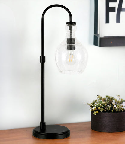 Black Table Lamp w/ Clear Shade