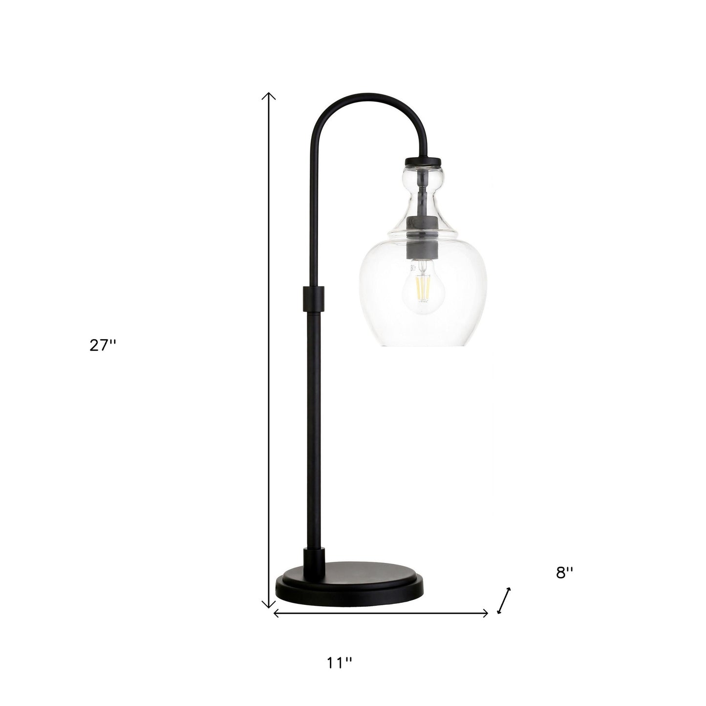 Black Table Lamp w/ Clear Shade