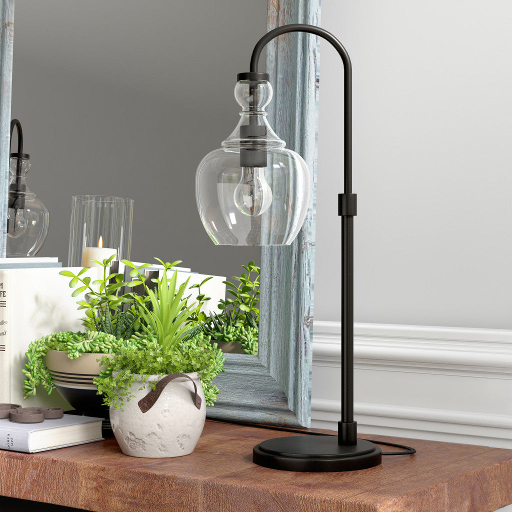 Black Table Lamp w/ Clear Shade