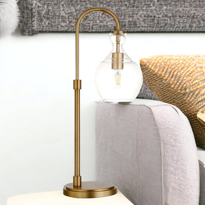 Brass Table Lamp w/ Clear Shade