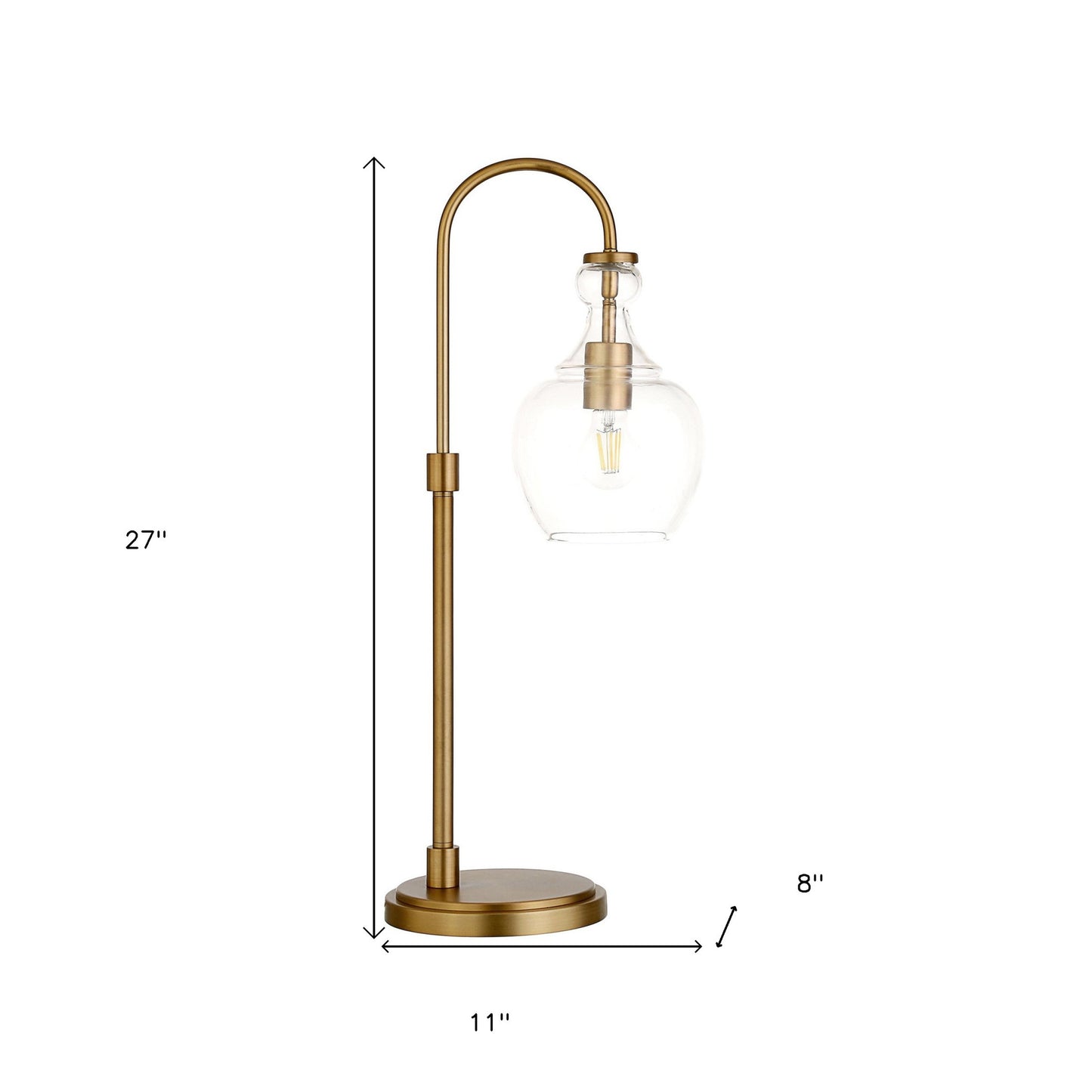 Brass Table Lamp w/ Clear Shade