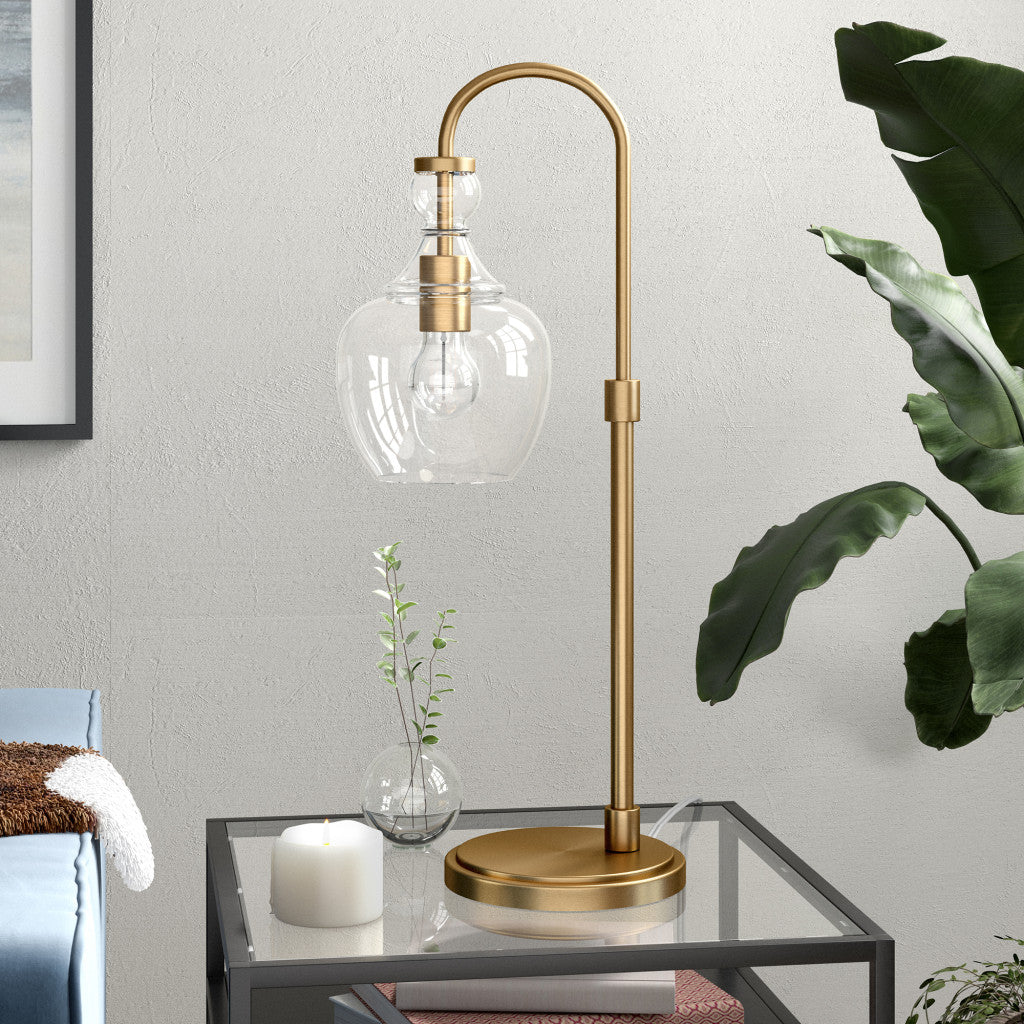 Brass Table Lamp w/ Clear Shade